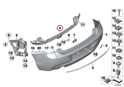 Направляющая Средняя задняя F20 51127240953